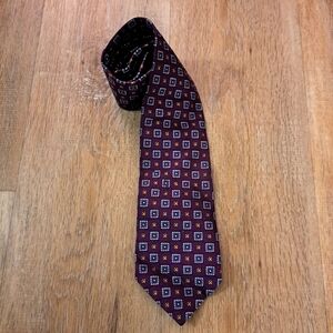 Jos A. Bank Squares All Silk Purple Blue Grey Gold Neck Tie